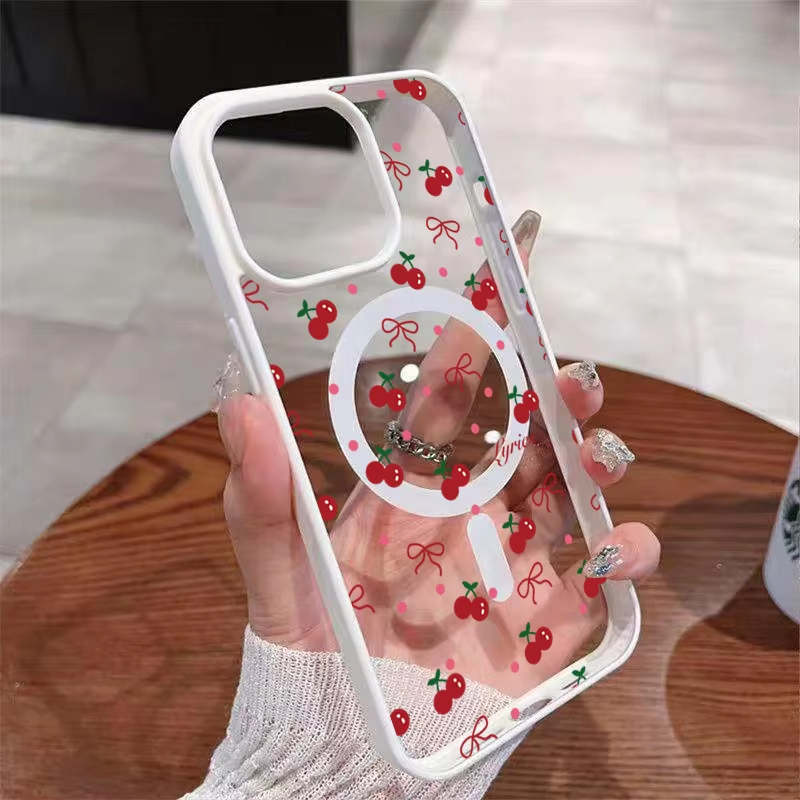 Magnetic Phone Case - Casing Ponsel Magnetik Motif Ceri Merah