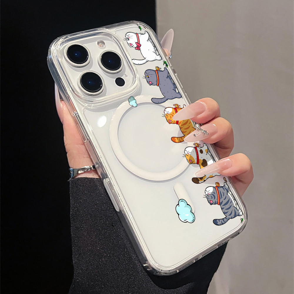 Magnetic Phone Case - Casing HP Akrilik Motif Kucing Kartun